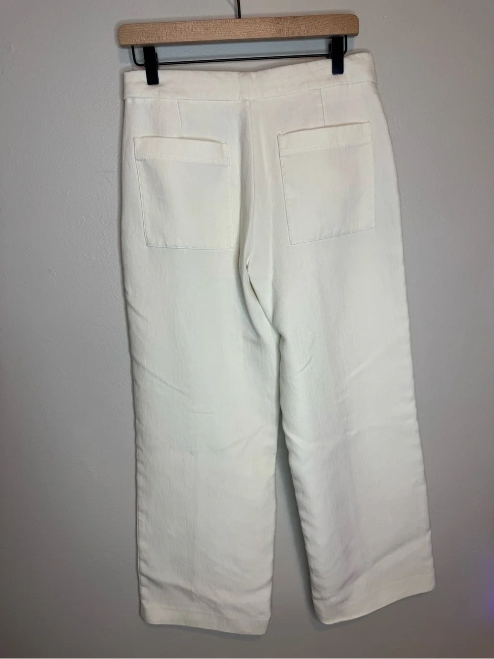 ZARA White Wide Leg Cropped Pants Front Seam Pintuck High Rise
